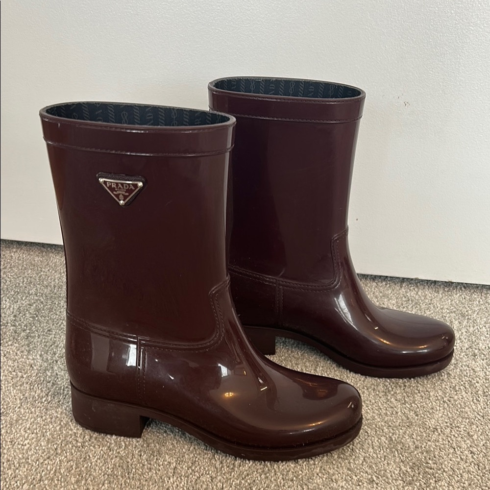 Prada Women's Maroon Rain Boots